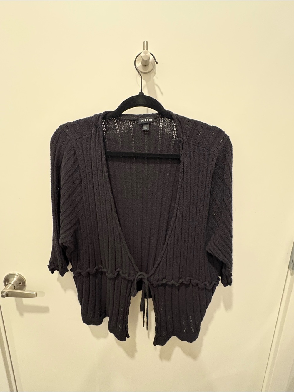 Torrid Black Open Front Tie Waist Cardigan
